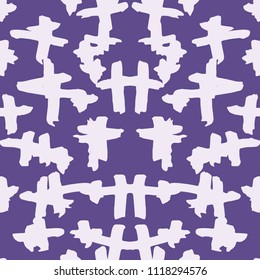 Cross pattern. Ultraviolet geometric seamless texture. Hipster fashion design print. Trendy graphic repeating tile. Ink hand drawn geometry background. Stylish abstract linear ornament