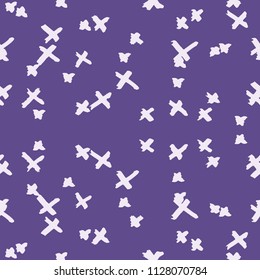 Cross pattern. Ultraviolet geometric seamless texture. Monochrome vector design print. Mimimal graphic repeating tile. Watercolor geometry background. Stylish abstract linear ornament