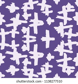 Cross pattern. Ultraviolet geometric seamless texture. Monochrome design print. Futuristic graphic repeating tile. Ink hand drawn geometry background. Stylish abstract linear ornament