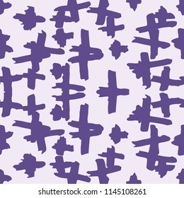 Cross pattern. Ultraviolet geometric seamless texture. Hipster fashion design print. Trendy graphic repeating print. Ink hand drawn geometry background. Stylish abstract linear ornament. 