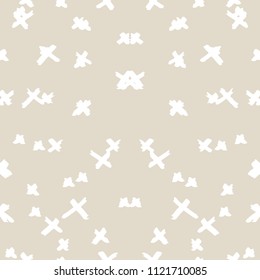 Cross pattern. White ivory geometric seamless texture. Flat vector design print. Mimimal graphic repeating tile. Watercolor geometry background. Stylish abstract linear ornament. 