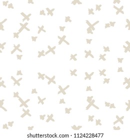 Cross pattern. White ivory geometric seamless texture. Flat vector design print. Trendy graphic repeating tile. Simple geometry background. Stylish abstract linear ornament. 