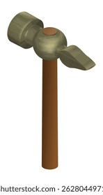 Cross peen hammer - hand drawn isometric vector illustration.