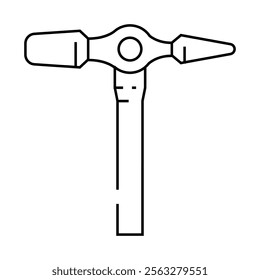 cross peen pin hammer line icon vector. cross peen pin hammer sign. isolated contour symbol black illustration