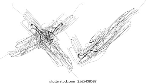 cross pencil scribble, question mark, Hand Drawn pencil scribble vector, Question, approval check and rejection cross check mark, query, x and ok symbol sign, survey.eps8