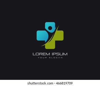 Cross People Medical Logo Vector