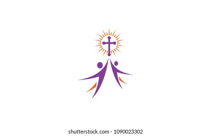 cross people praying logo