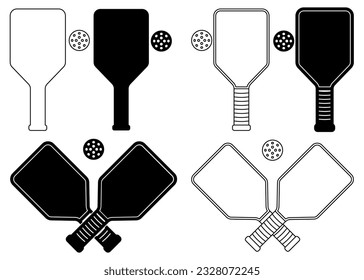 cross Pickleball paddle ball icon set,pukaball icon