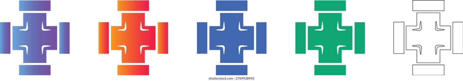 Cross Pipe Fitting Connector Vector Illustration vol 1394