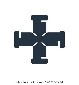 cross pipe isolated icon on white background, oil industry