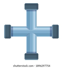 Cross pipe water icon. Cartoon of cross pipe water vector icon for web design isolated on white background