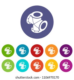 Cross pipe water icons color set vector for any web design on white background