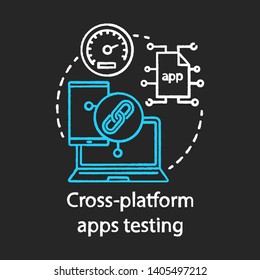 Cross platform app testing chalk concept icon. Performance optimization, usability check idea thin line chalkboard illustration. System management, prototyping. Vector isolated outline drawing