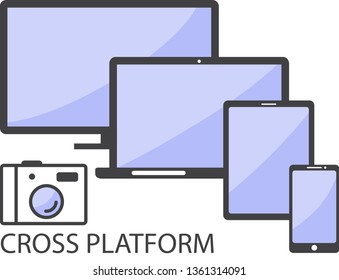 Cross platform concept. Electronic devices. Modern technologies. Vector image.