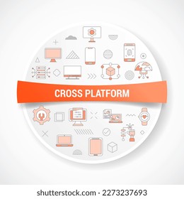 cross platform concept with icon concept with round or circle shape for badge