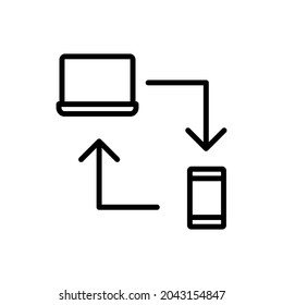 cross platform connection line icon vector design, editable stroke line icon