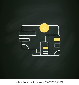 Cross platform design chalk icon. Website design. Icons, appearance, labels. Creating on laptop. Digitalization concept. Isolated vector illustration on chalkboard