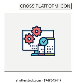 Cross platform programming color icon.Programming environment. Platform for creating new operating systems. Digitalization concept. Isolated vector illustration