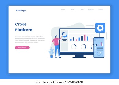 Cross platform software concept landing page. Illustration for websites, landing pages, mobile applications, posters and banners.