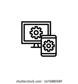 Cross platform vector icon in linear, outline icon isolated on white background