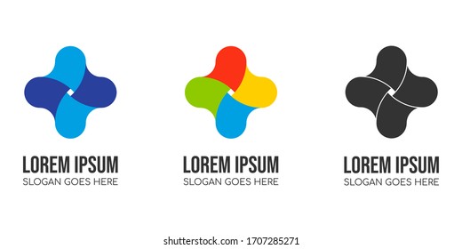 Cross plus colourful logo icon design template elements for all types of business, hospital, foundation, industry, community, organisation.