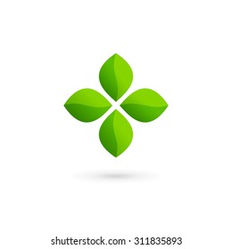 Cross plus eco leaves medical logo icon design template elements
