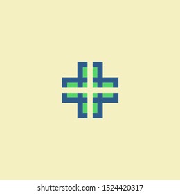 Cross plus medical health logo design icon vector template