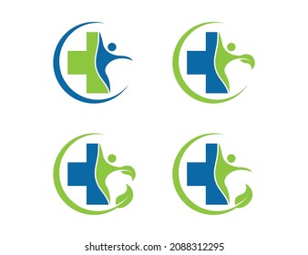 Cross plus medical logo design vector template illustrations
