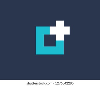 Cross plus medical logo icon design template elements with letter O