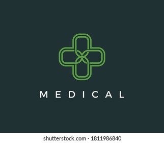 Cross plus medical logo icon design template elements