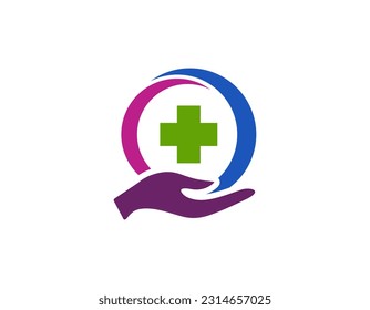 Cross plus medical logo icon design template elements