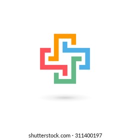 Cross plus medical logo icon design template elements
