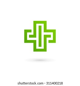 Cross plus medical logo icon design template elements
