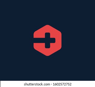 Cross plus medical Minimal emblem design template