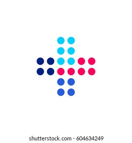Icono o plantilla de marca de logotipo para vector de cruz más médico o farmacéutico