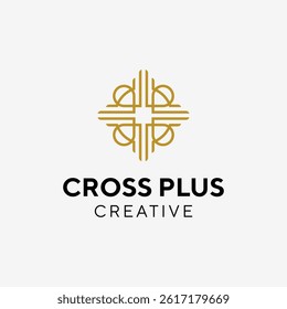 Cross plus sign logo design vector template