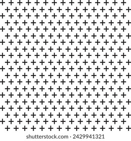 cross or plus sign seamless pattern on white background.