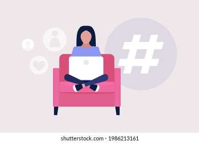 Cross posting concept. SMM and business strategy. Colorful flat vector illustration.