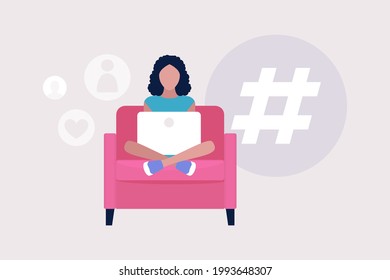 Cross posting concept. SMM and business strategy. Colorful flat vector illustration.