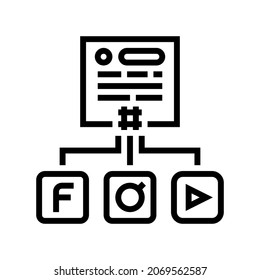 cross posting line icon vector. cross posting sign. isolated contour symbol black illustration