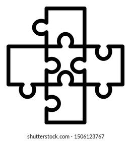 Cross puzzle icon. Outline cross puzzle vector icon for web design isolated on white background