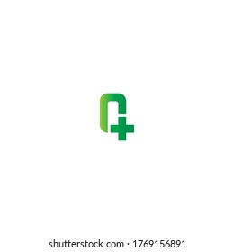 Cross Q Letter logo, Medical cross Q letter logo design concept