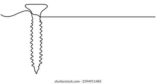 Cross Recess Screw line icon. Work tool, construction tooled Screw Drawing,