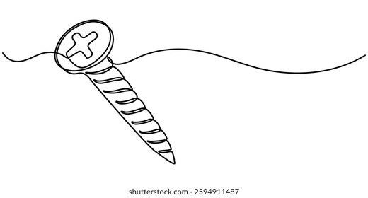 Cross Recess Screw line icon. Work tool, construction tooled Screw Drawing,