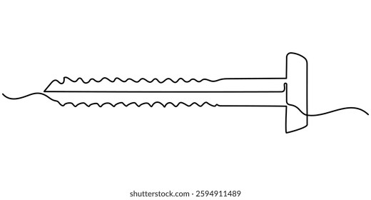 Cross Recess Screw line icon. Work tool, construction tooled Screw Drawing,