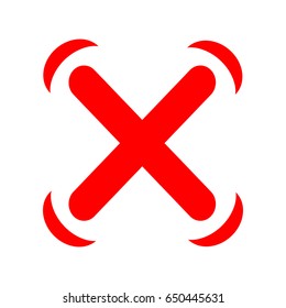Cross in red color on white background