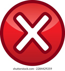 Cross Red Icon - Amazing, Vektorsymbol mit abgerundeten Symbolen, geeignet für Spiel-Objekt, Animation, App, Zeichen, Aufkleber, Kinderbuch, x Zeichen, falsch, deprimierte oder Ausstiegstaste und Illustration im Allgemeinen - Vektorsymbol