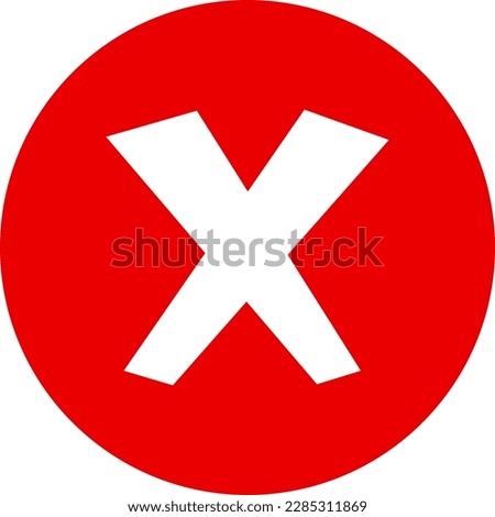 Cross Red Icon - Amazing vector rounded icon suitable for game asset, animation, app, sign, sticker, children book, x sign, wrong, declined or exit button and illustration in general - Vector Icon