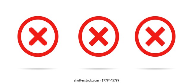 Cross Red Icon. Vector Isolated Elements. Symbol No Or X Button For Correct, Error,check, Wrong And Failed Decision. Stock Vector. EPS 10