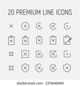 Cross related vector icon set. Well-crafted sign in thin line style with editable stroke. Vector symbols isolated on a white background. Simple pictograms